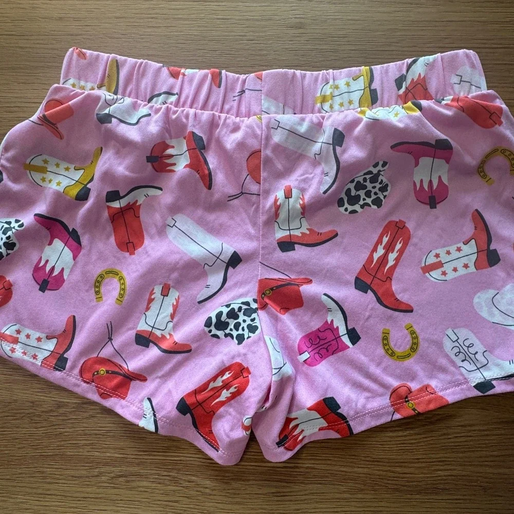 Art Class Girls Pink Western Cowboy Boot Pajama Shorts XL 14 NWT 8LRZ5L